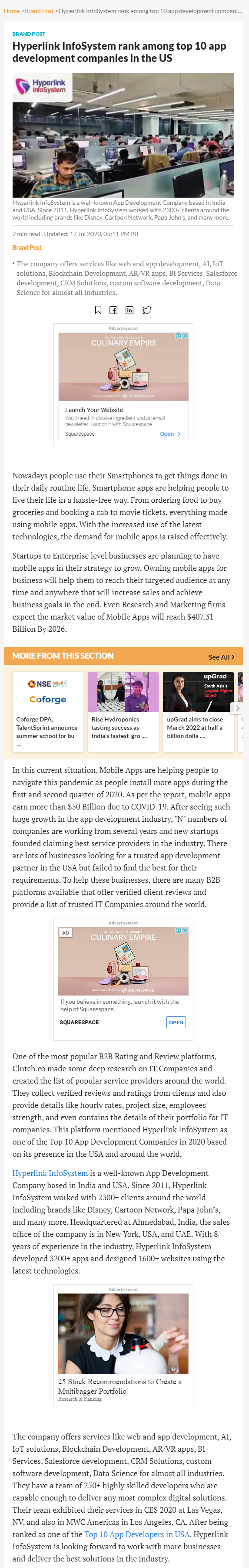 hyperlink infosystem rank among top 10 app development companies in t_ - www.livemint.com